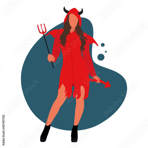 Devil's dress. Halloween. Vector illustration. Poster, flyer, banner, postcard.