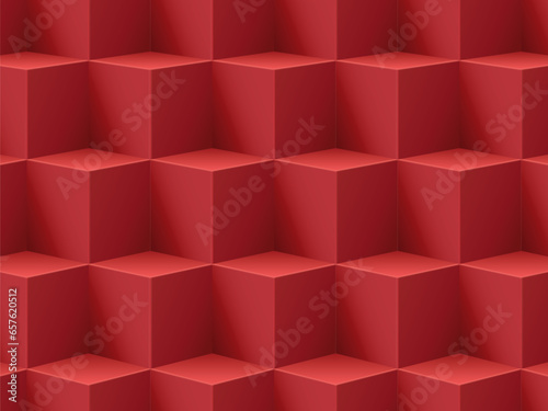 Red cube background for product demonstration. Vector illustration for banner, poster, flyer and advertisement.