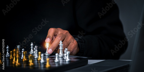 Businessman's strategic planning for the future, Chess, instead of planning.
