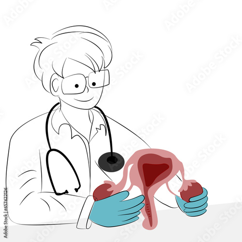 hand drawn line drawing, Concept Prevent HPV infection by vaccination before getting infected.