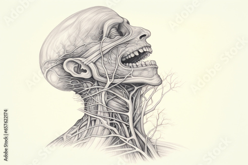 Wallpaper Mural A line art illustration of the esophagus, indicating its muscular structure. Torontodigital.ca