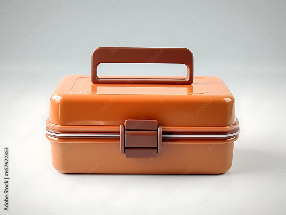 Plastic lunch box isolated on white background close-up Plastic lunch box isolated on white background close-up
