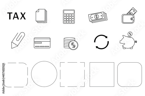 Finance line icons set of line frames vector illustration