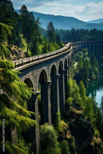 Awe-inspiring Trans-Siberian Railway bridges, spanning vast rivers and landscapes, Generative AI