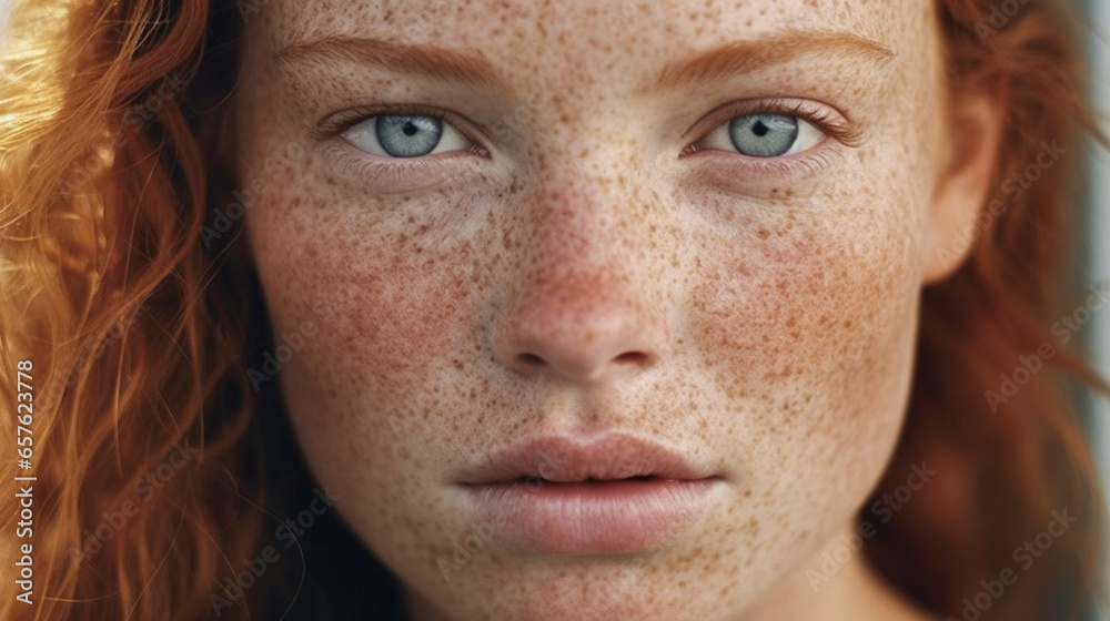 red headed woman face close up red headed woman face close up