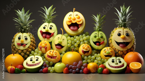 frutas que formam carinha feliz photo