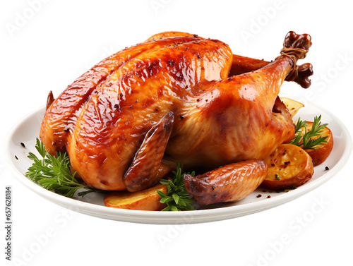 Roasted Chicken Isolated on White Background