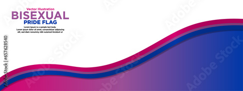 Bisexual Pride Flag Banner Background. Bisexual flag Rainbow colored gradient backdrop template. Silk ribbon Bi Pride Flag banner design background. Vector Illustration. 
