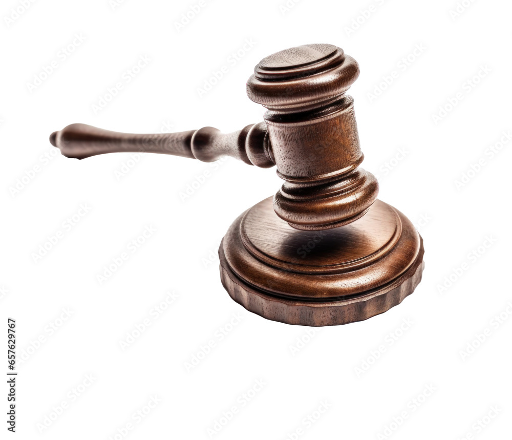 A wooden judge gavel on transparent background A wooden judge gavel on transparent background