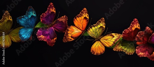 Background image of colorful leaves on a butterfly stop photo