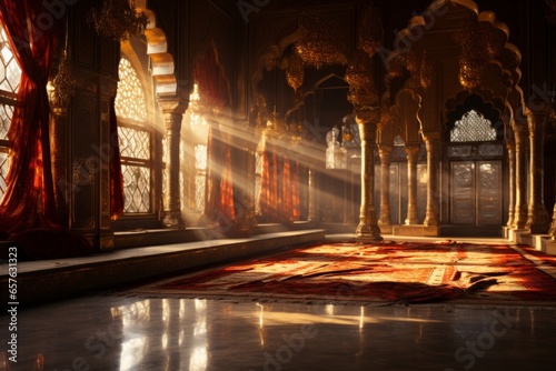 Mosque's elegant minbar where the imam delivers the sermon, Generative AI photo