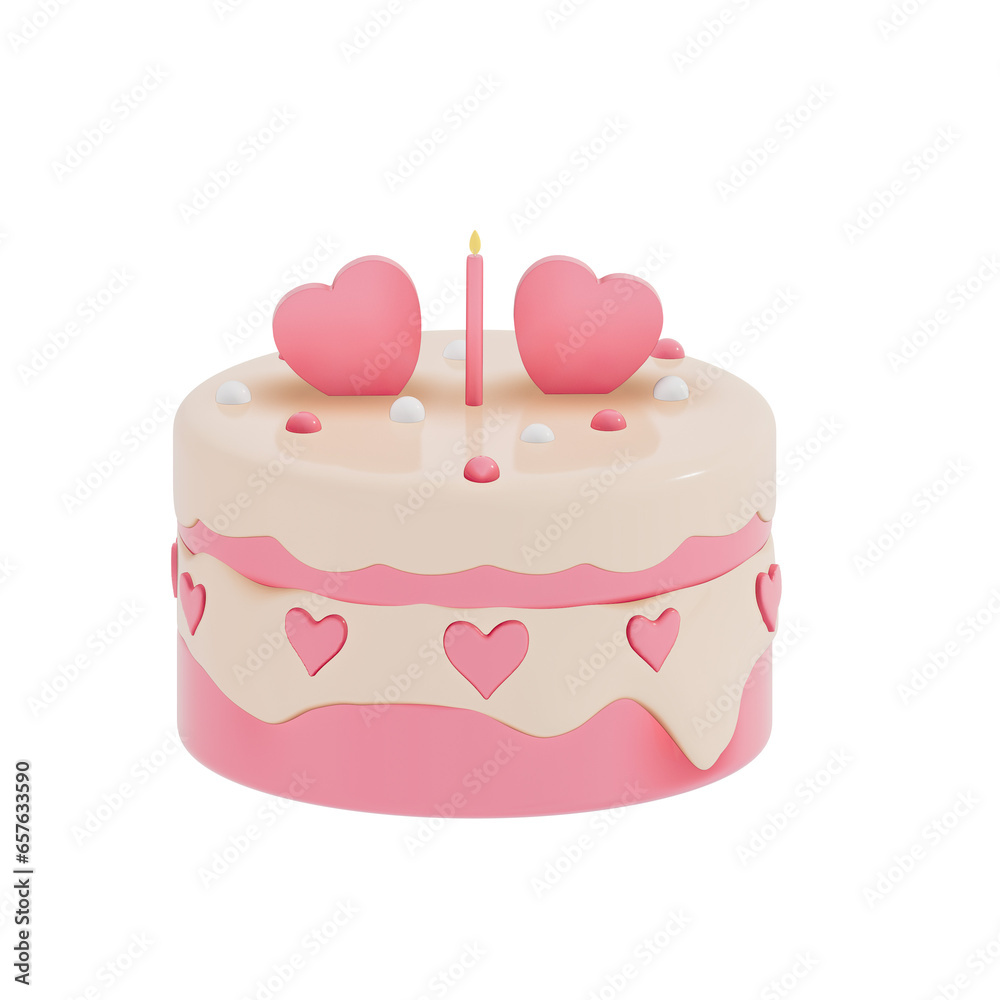 Birthday cake party element on transparent background, Colorful delicious desserts . 3D rendering Birthday cake party element on transparent background, Colorful delicious desserts . 3D rendering