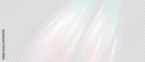 Rainbow Prism Light Effect. Crystal Flare Leak Shadow Overlay on transparent Backdrop. Optical rainbow lights, glare, leak, streak overlay. Vector colorful vector lenses and light flares.