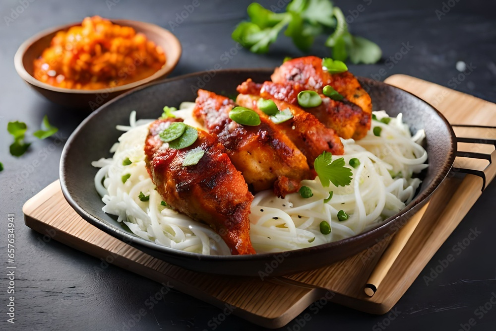 a traditional and mouthwatering chicken tikka menu cover with rich, warm colors and Indian motifs | Generative AI a traditional and mouthwatering chicken tikka menu cover with rich, warm colors and Indian motifs | Generative AI