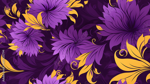 yellow and purple floral texture background