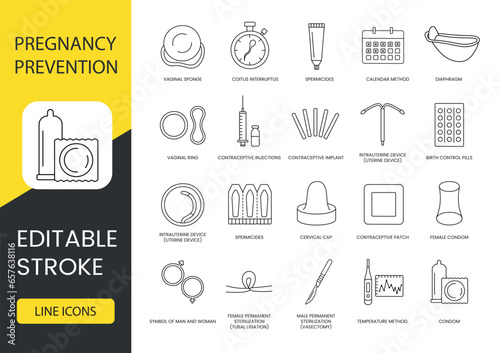 Explore our icons for contraception and fertility treatment, covering various methods like pills, patches, implants, sterilization, and more. Ideal for reproductive health websites.