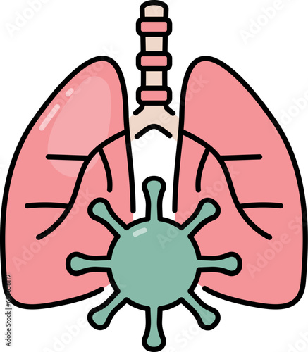 Lung infected covid line icon