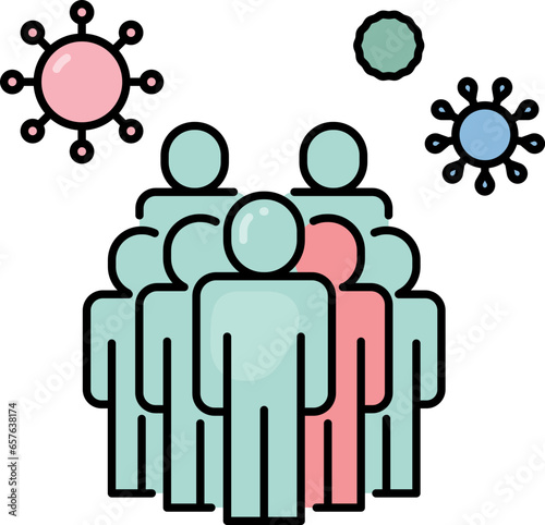 Covid-19 crowd infectious line icon