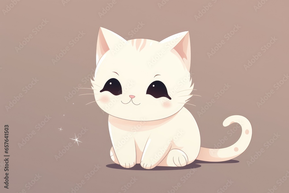 Cute White Smiling Cartoon Cat Cute White Smiling Cartoon Cat