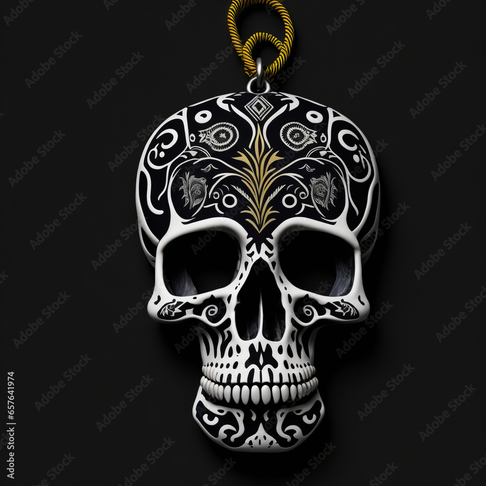 Black & White Skull Ornaments - Necklace