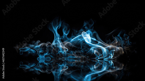 Blue Color Burning Flame or Fire on The Surface Selective Focus Dark Background