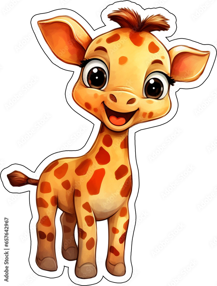 Fototapeta premium Giraffe Sticker with cut lines