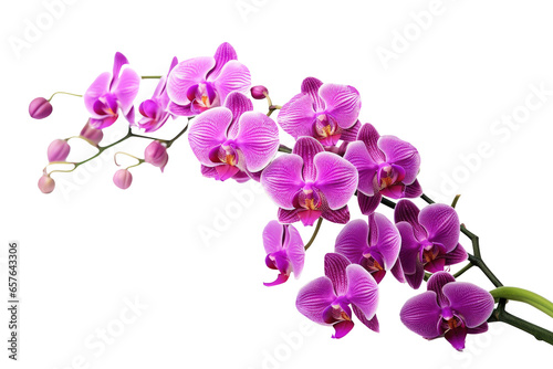 Purple orchid flower isolated on transparent background. Generative Ai