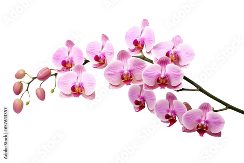 Pink orchid flower isolated on transparent background. Generative Ai