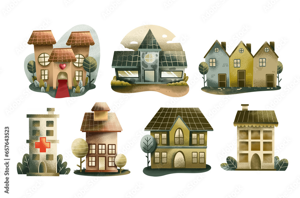Building and Architecture Cute Illustration assets