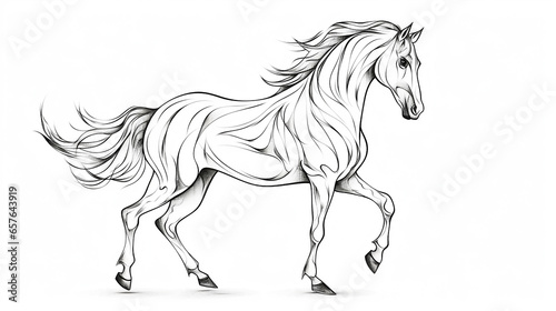 cavalo Desenho de uma linha isolado em fundo branco