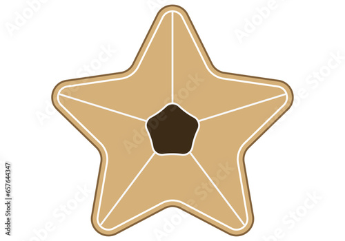Icono de galleta en forma de estrella con chocolate. 