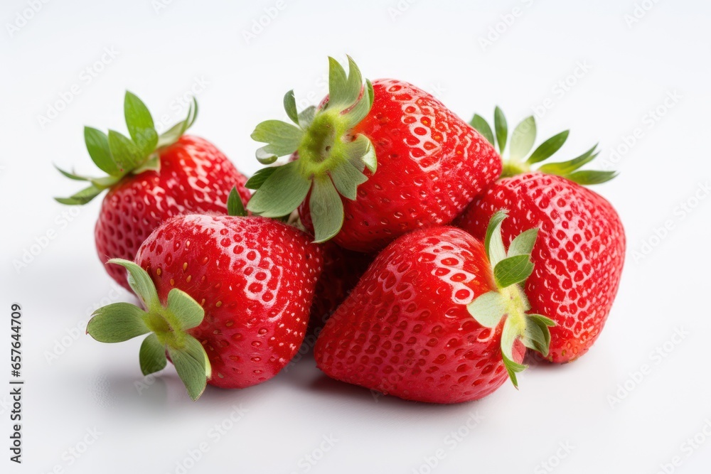 Strawberries isolated on white background, closeup view Strawberries isolated on white background, closeup view