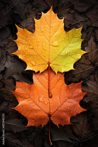 Colorful autumn leafs close up