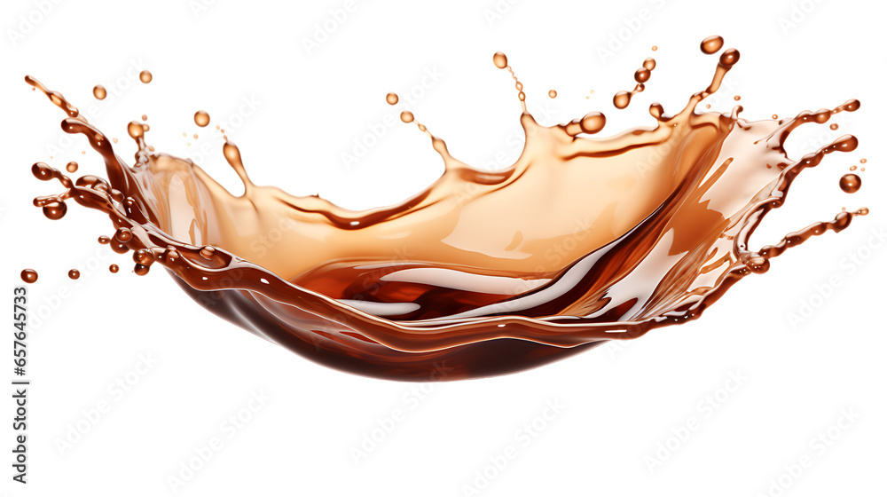 Splash of Hot Coffee Rich Brown Isolated on White Background Splash of Hot Coffee Rich Brown Isolated on White Background