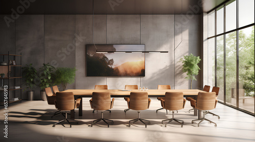 hyper realistic image of an illustration of a officer meeting room