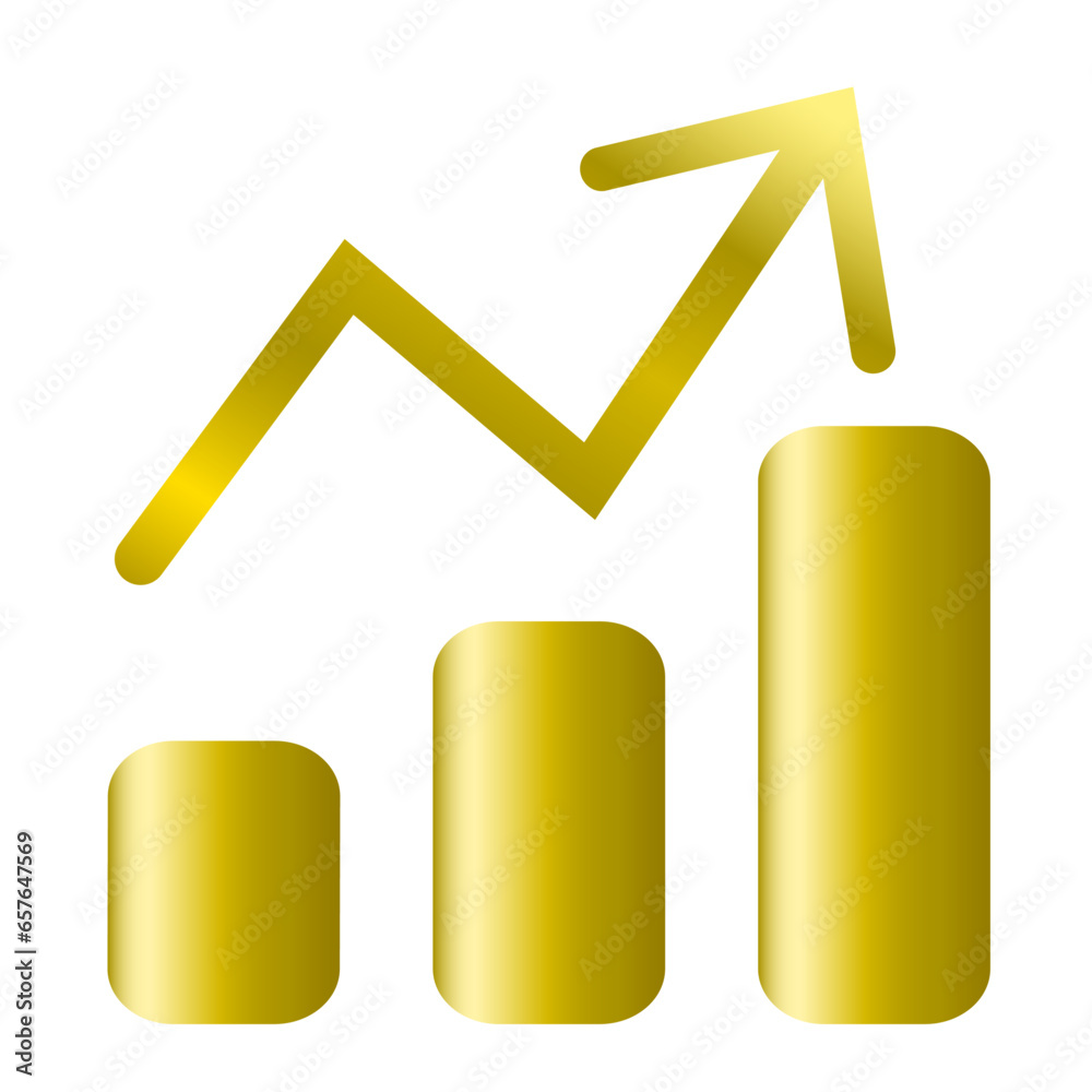 Sales UP icon. Bar graph rising to the right and rising zigzag arrow. Sales UP icon. Bar graph rising to the right and rising zigzag arrow.