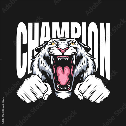 fighting design with tiger mascot
