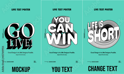 Modern Spiral text effect poster design template 3D Text Effect Mockup /full editable text	
