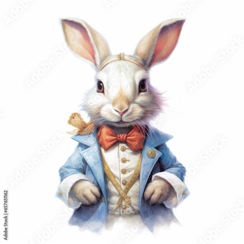 The White Rabbit of Alice's Adventures in Wonderland, in pastel drawing style