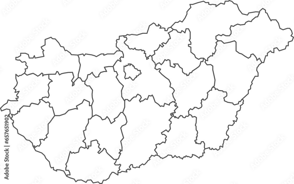 Map of Hungary with detailed country map, line map.