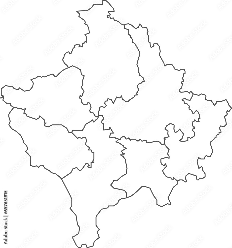 Map of Kosovo with detailed country map, line map.
