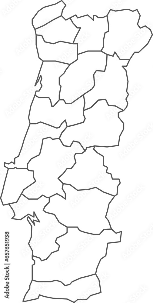 Fototapeta premium Map of Portugal with detailed country map, line map.