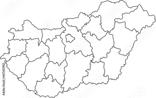 Map of Hungary with detailed country map, line map.