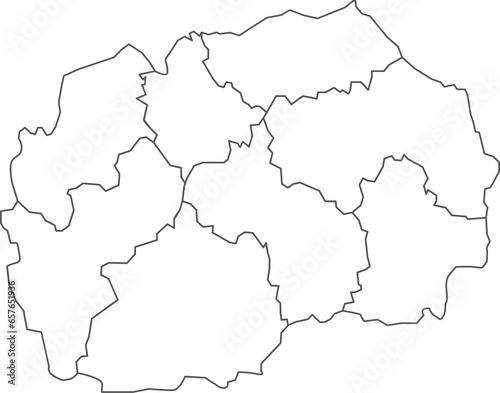 Map of North Macedonia with detailed country map  line map.