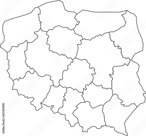 Map of Poland with detailed country map  line map.