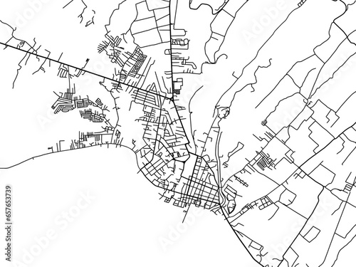 Vector road map of the city of  Ormoc in the Philippines with black roads on a white background. photo