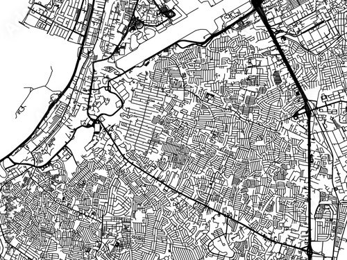 Vector road map of the city of  Paranaque City in the Philippines with black roads on a white background.