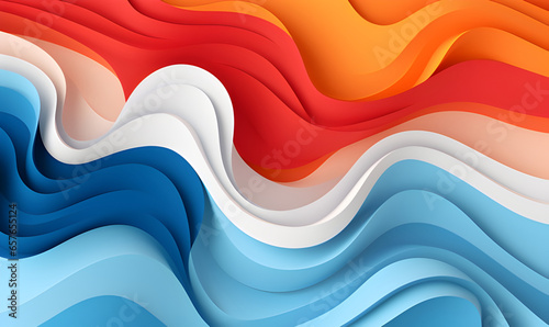 Colorful abstract paper cut wave with multi layers color texture. Vibrant colors smooth gradient for create background or decoration. photo