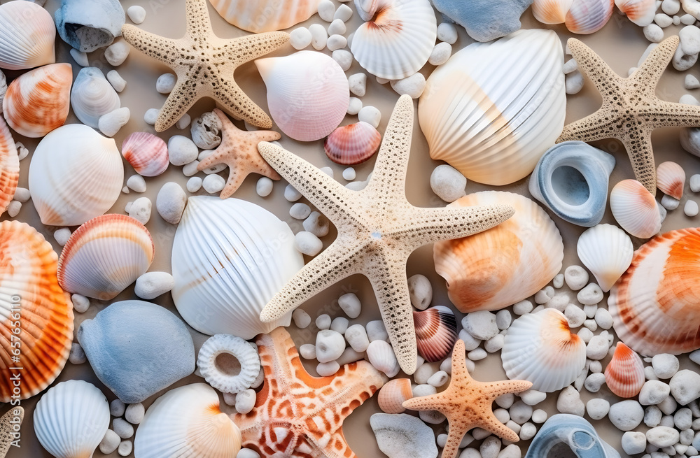 seashells and starfish background