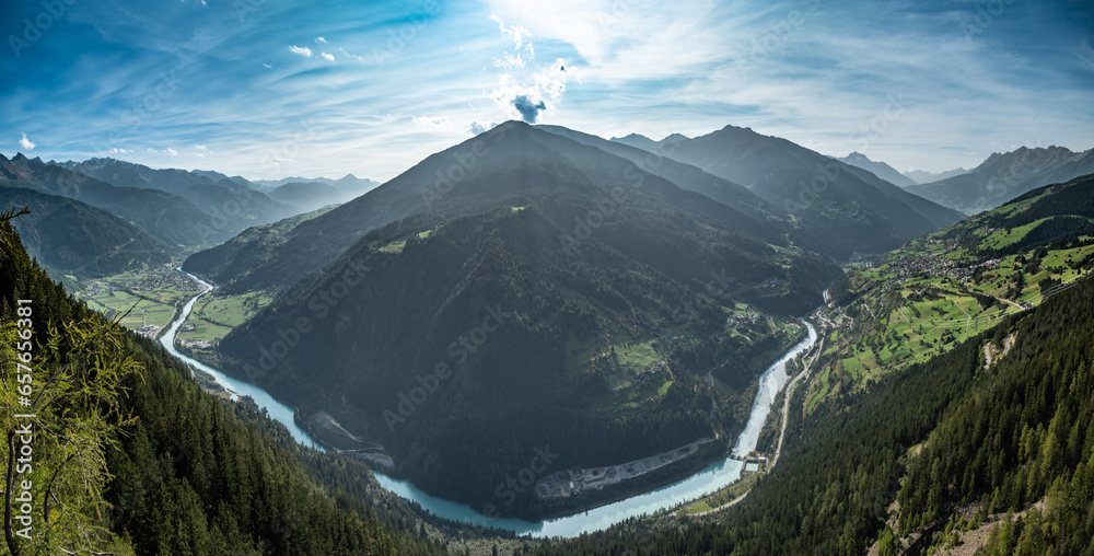 Tirol, Österreich: Panorama des Inntals - obrazy, fototapety, plakaty 